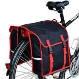 Sakwa na bagażnik, torba rowerowa 2x15L - czarno czerwona