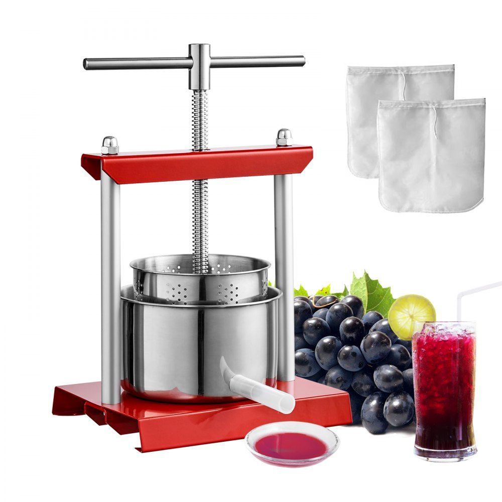 Prensa de Frutas Manual em Aço Inoxidável (2L, T-Grip)