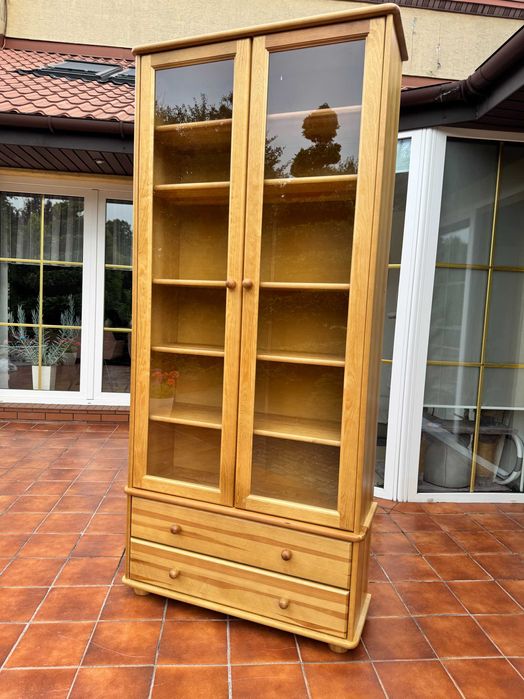 Witryna stylowa regał półki biblioteka szafka komoda sosnowa bawaria