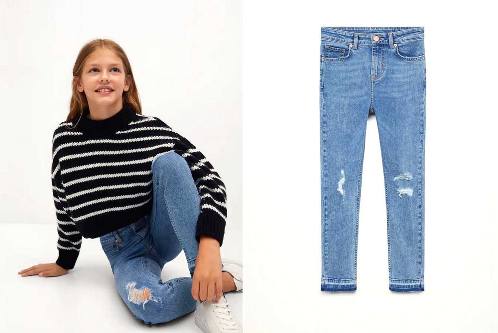 Mango nowe Teen spodnie jeans rurki z wysokim stanem 15 lat 171