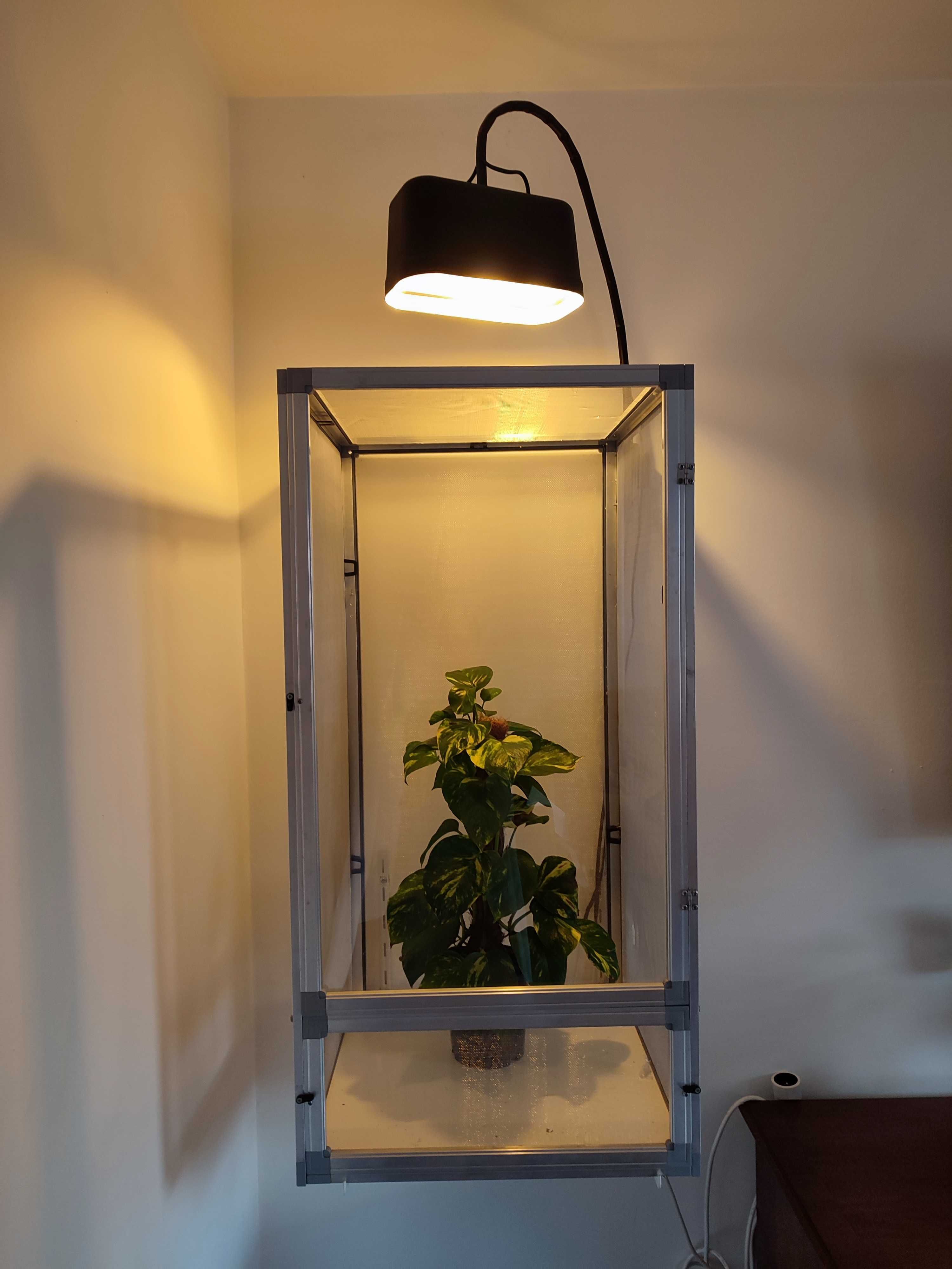 terrarium siatkowe 50x50x100, lampa UVB, poidełko, obudowa na lampy