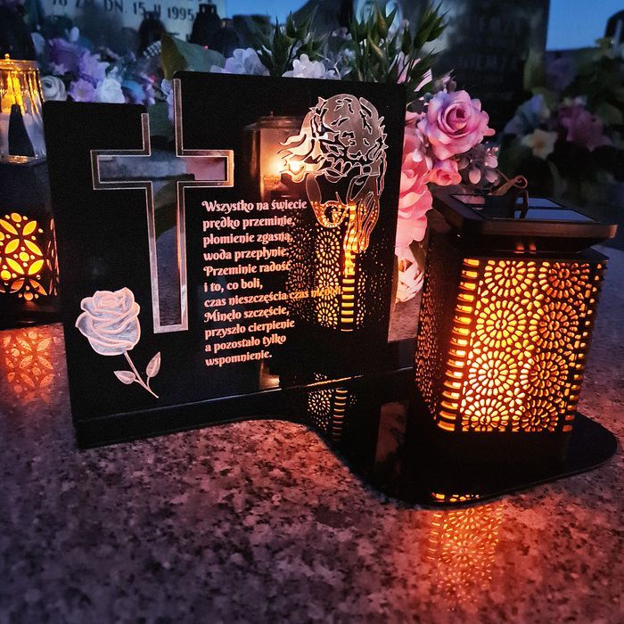ZNICZ solarny led statuetka na cmentarz grób duża