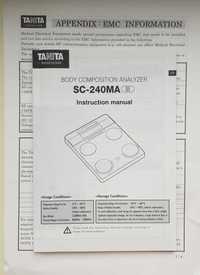 TANITA SC-240MA Instrukcja obsługi do wagi analizatora składu ciała