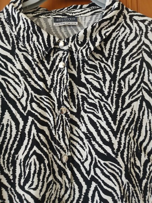 Bluzka bez rękawów,  biało-czarna