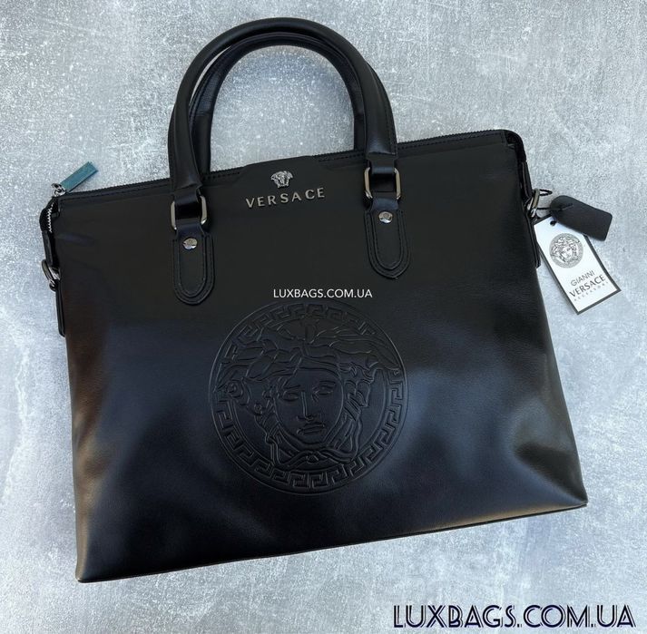 Мужской кожаный портфель Versace Версачи шкiряний чоловiчий