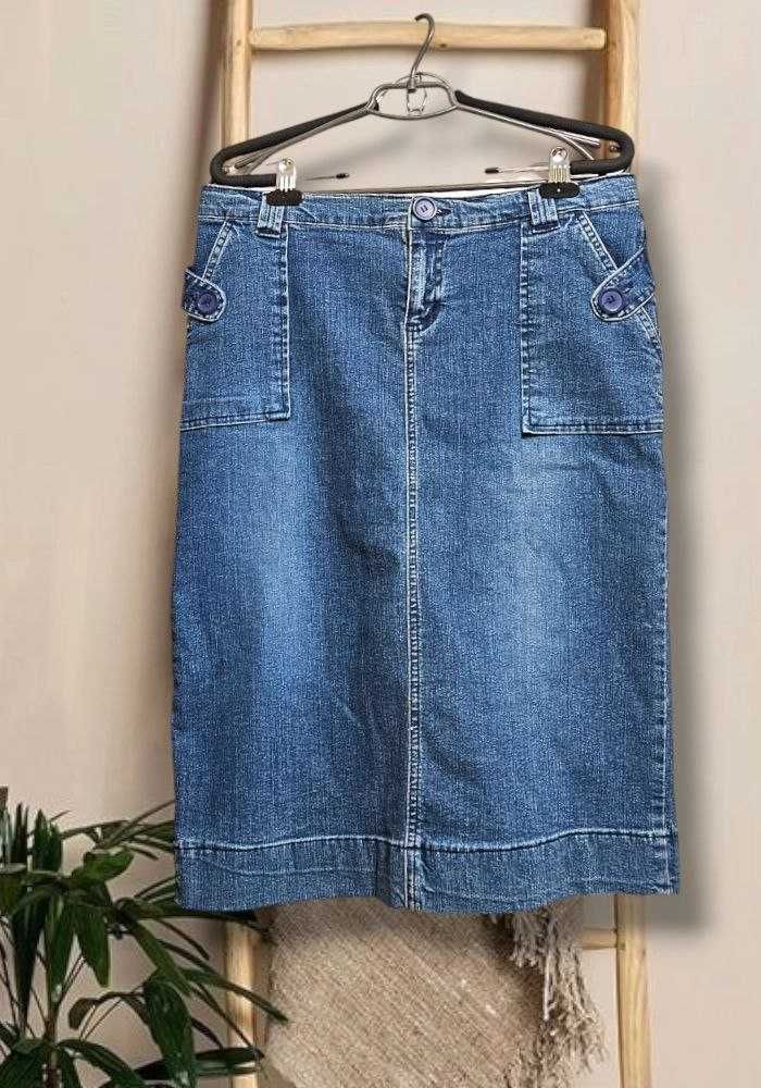 Джинсовая юбка темно-синяя с карманами Denim Co, р. М/L