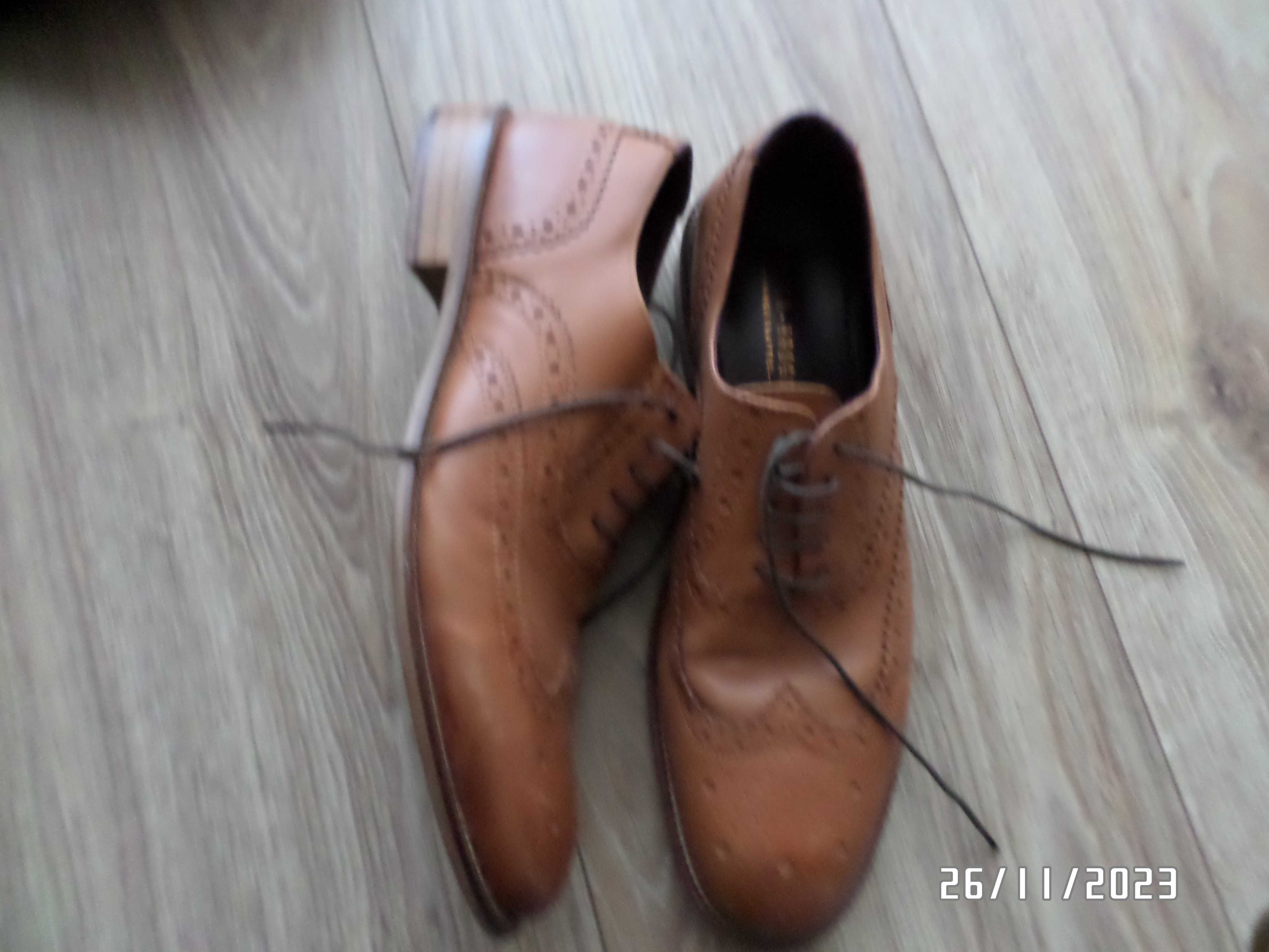 półbuty  męskie skórzane-43-jasno brązowe -brogsy-LONDON BROGUES