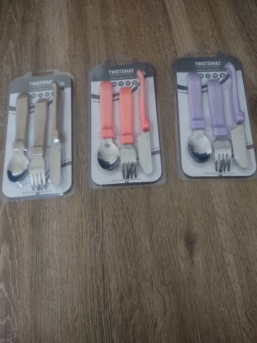 Twistshake sztućce do nauki jedzenia 12+ beż