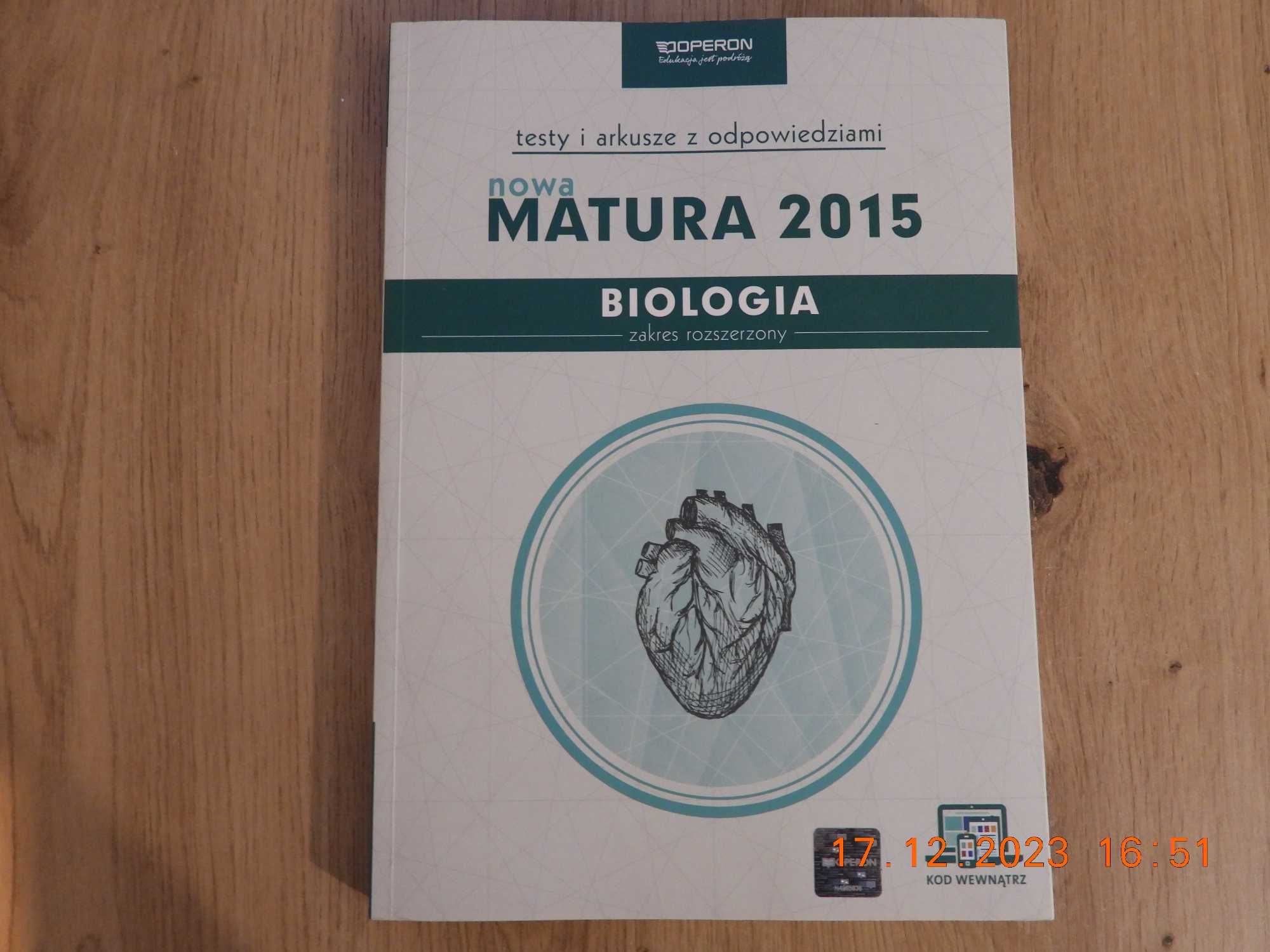 Nowa Matura 2015 Biologia.Zakres rozszerzony,testy i arkusze NOWA