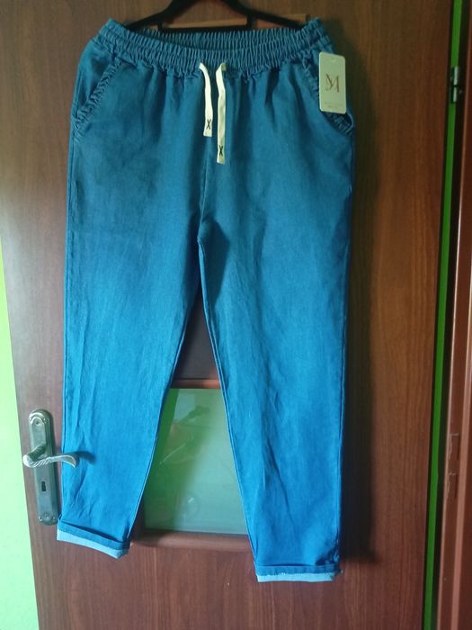 Nowe jeansy falbanką guma włoskie elastyczne