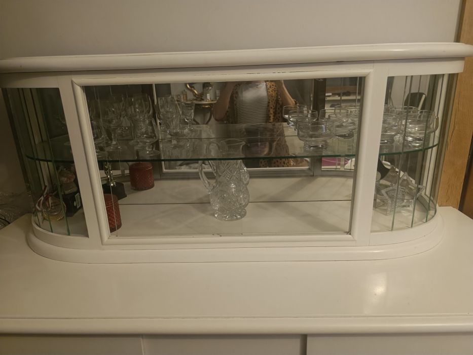 Komoda, kredens z nadstawka biały lata 60