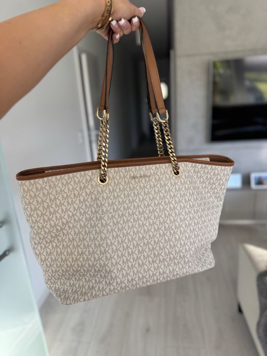 Michael Kors MK torba shopper szopperka duża monogram vanilla