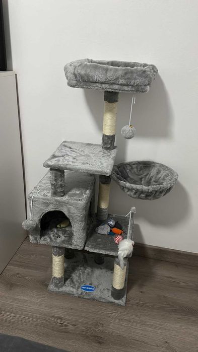 Drapak dla kota z zabawką, wieża dla kotów , domek dla kota, NOWY