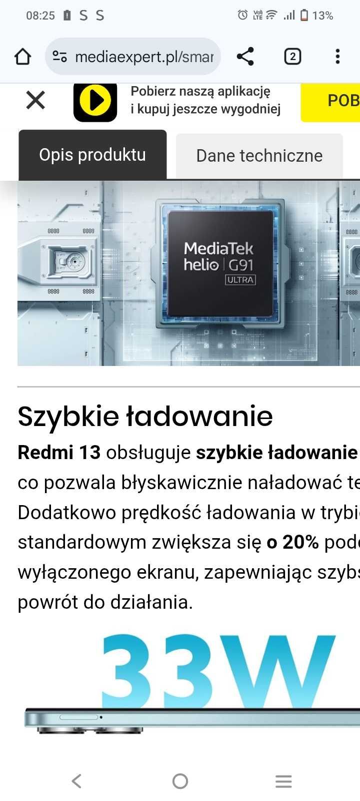 TELEFON redmi 13 8gb/256GB