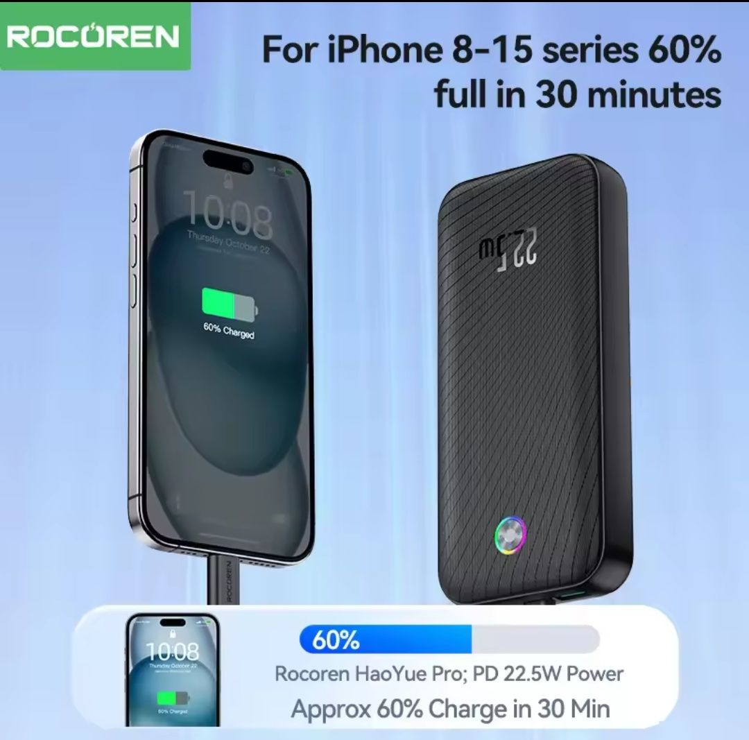 PowerBank Rocoren Pro Max 20000 мАг/35 Вт(білий)