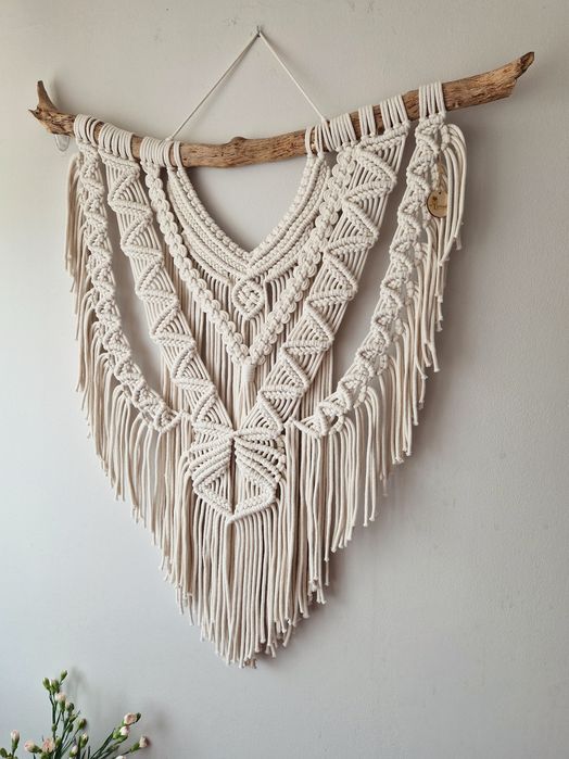 Ogromna makrama na ścianę SOFIA boho ozdoba handmade do salonu sypialn
