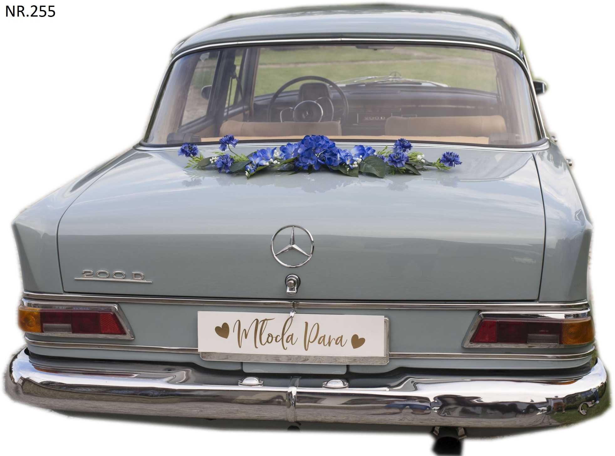 ŚLICZNA niepowtarzalna CHABROWA ozdoba dekoracja samochód ślubny 255