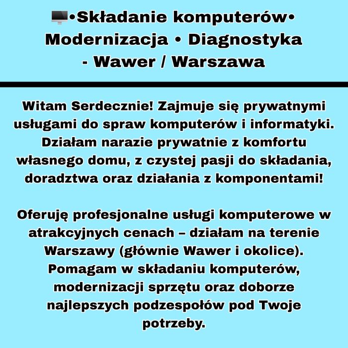 Składanie Komputerów • Modernizacja • Diagnostyka – Wawer / Warszawa