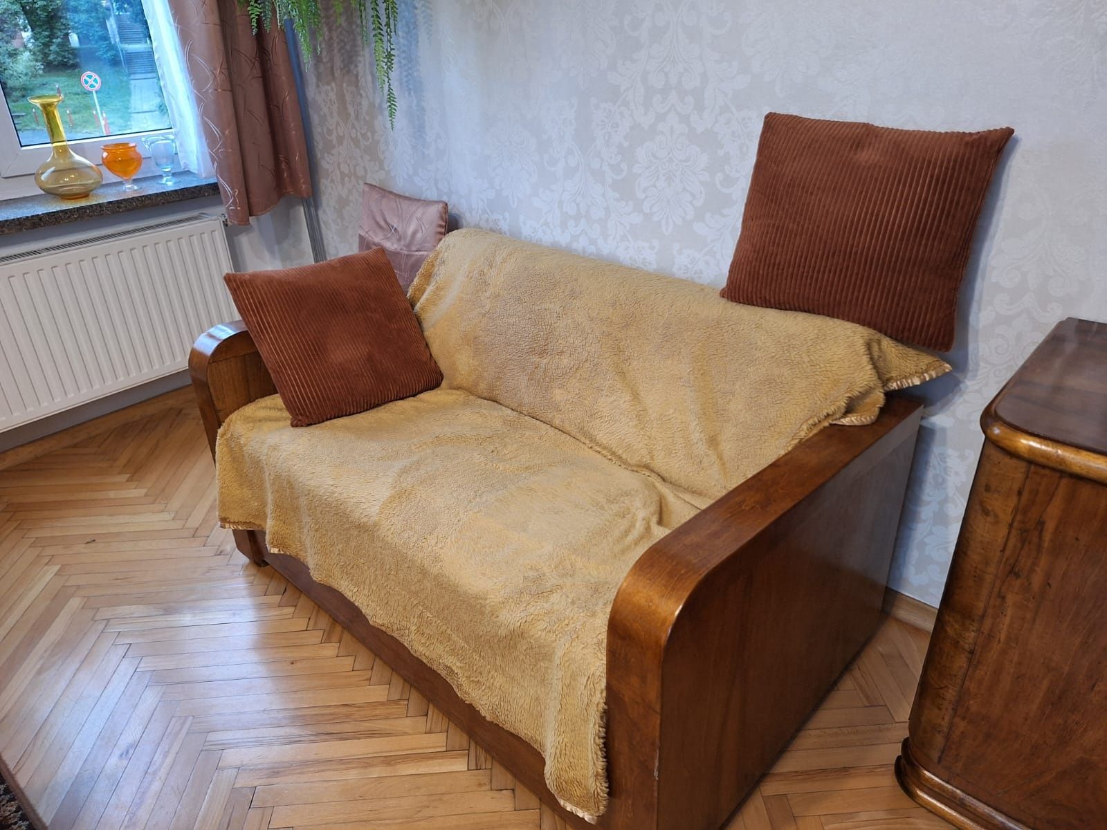 Unikalny zestaw w stylu Art Deco - kredens, komoda, stół  (lata 40-60)