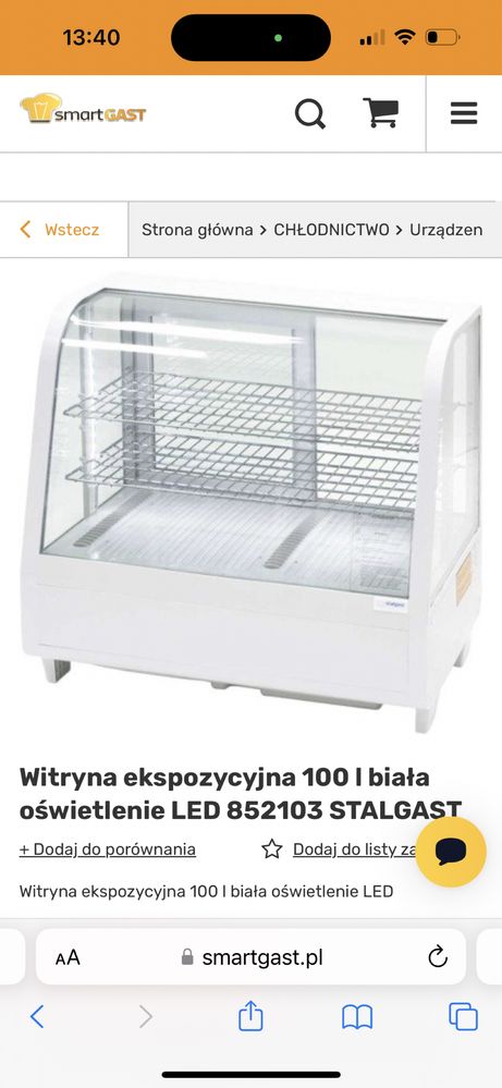 Witryna chłodnicza ekspozycyjna stalglas