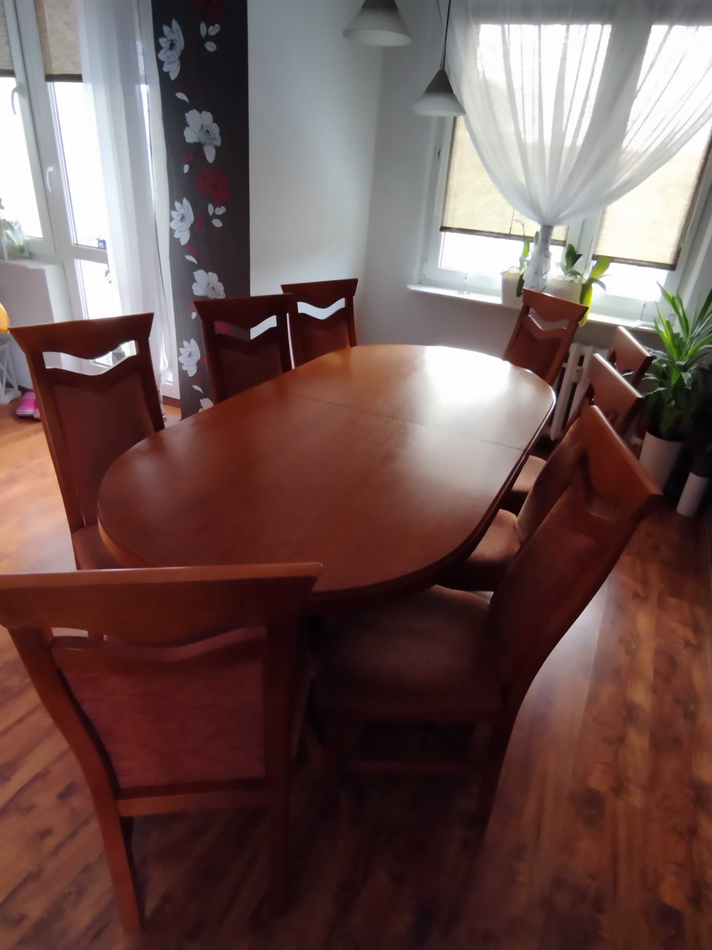 Stół dębowy + 8 krzeseł - zestaw