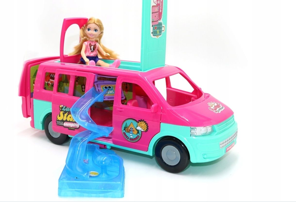 Lalka zabawka nowa jak Barbie z autem samochodem kamper kamperem
