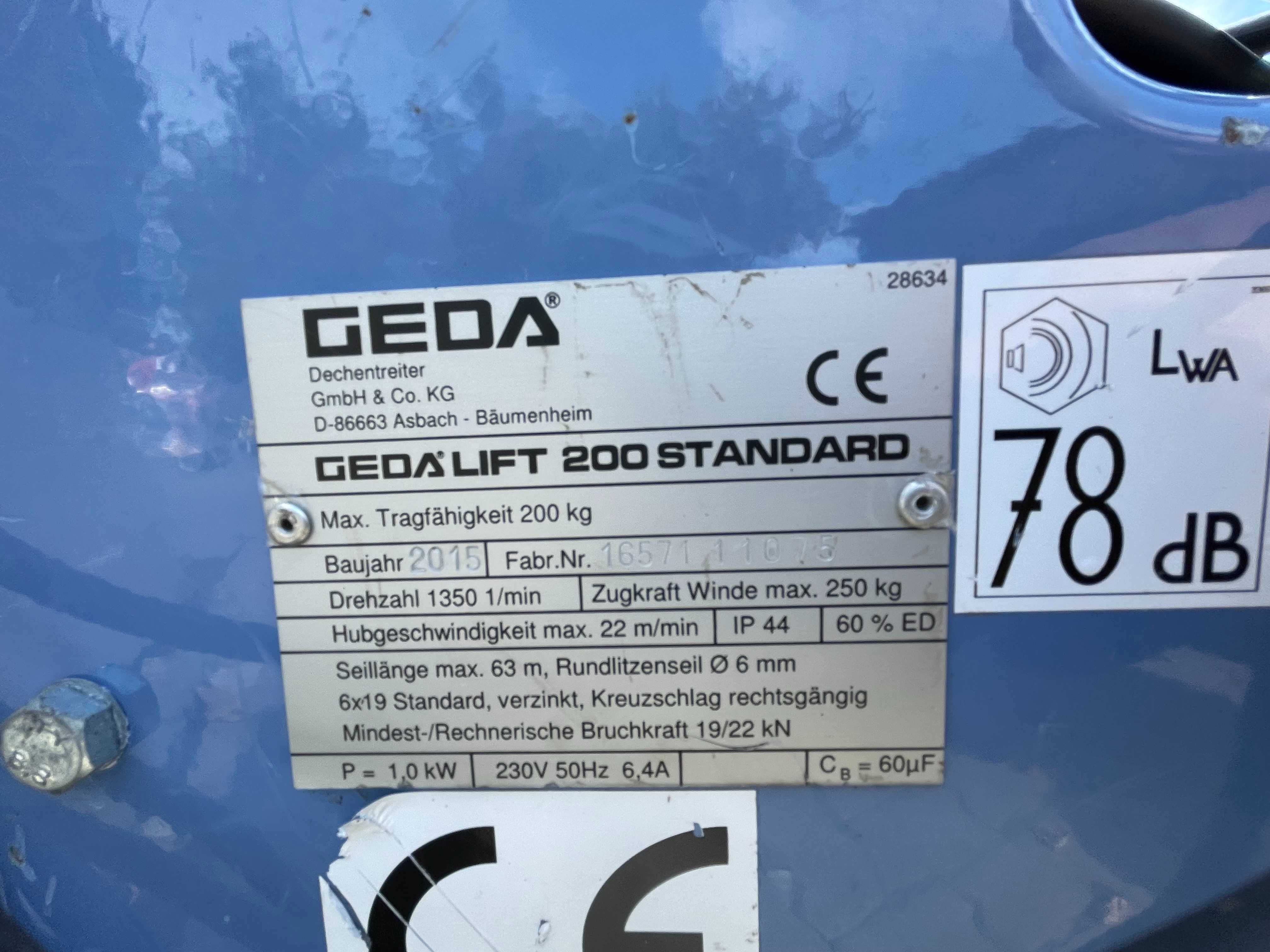 Winda dekarska Geda Standard 13-22m Nr59 drabina wciągarka wyciąg 230V
