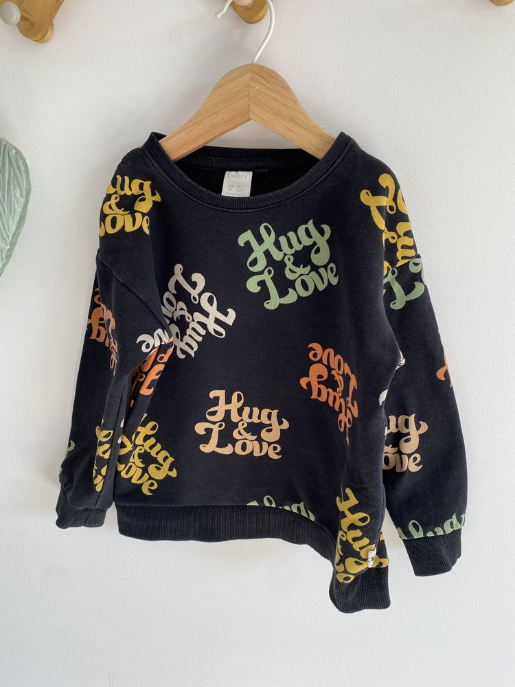 Bluza lindex 98 czarna kolorowe napisy
