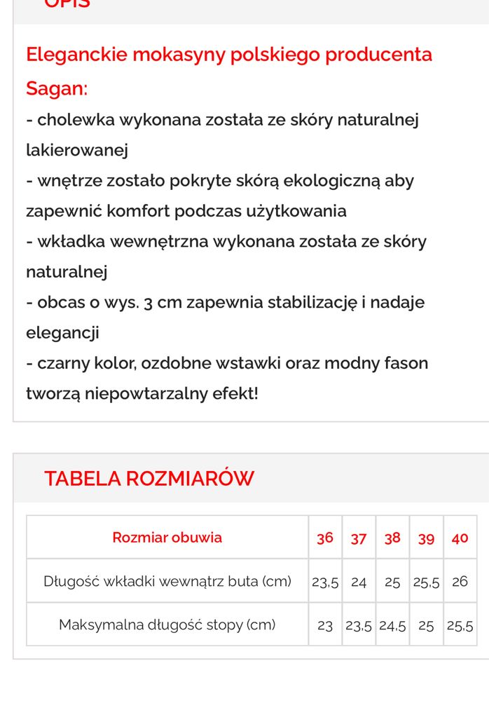 Eleganckie lakierowane mokasyny 38/39