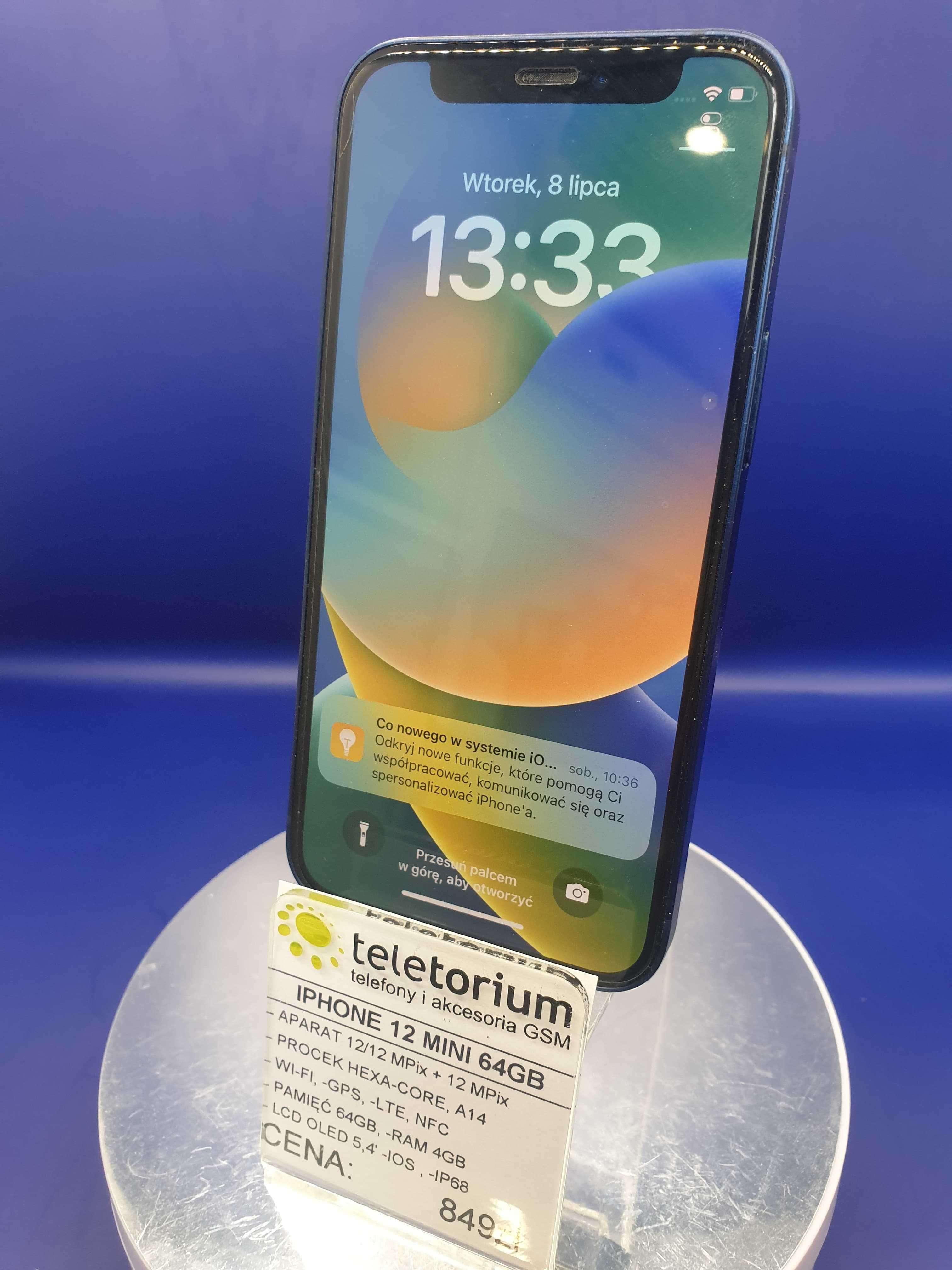 iPhone 12 Mini 64GB/Bateria 83%/Teletorium Tesco Szczawno-Zdrój