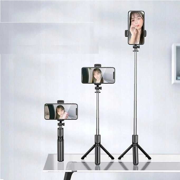 Kijek do selfie stick tripod statyw pilot lampa bluetooth bt monopod