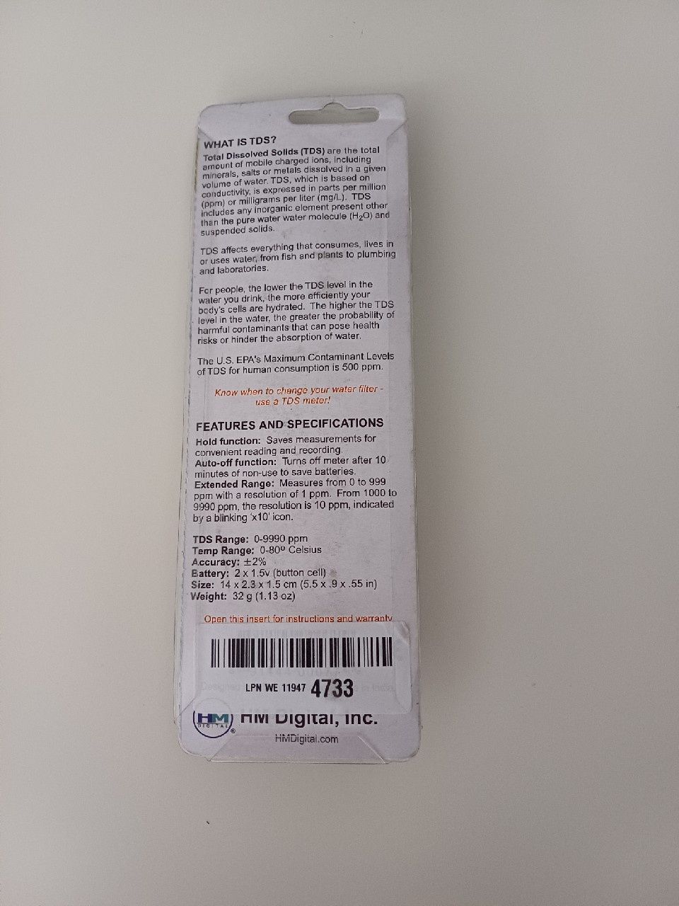Miernik TDS-4 TM Meter. Miernik Jakości Wody.