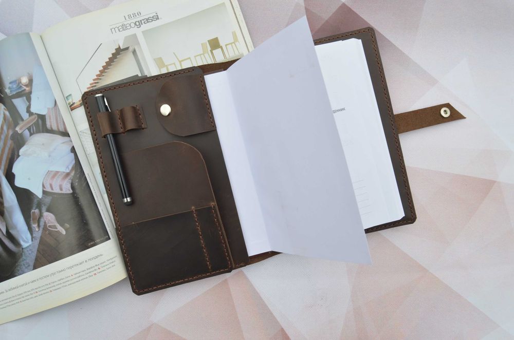 Кожаный органайзер с именной гравировкой. Кожаный блокнот. Шкіряний
