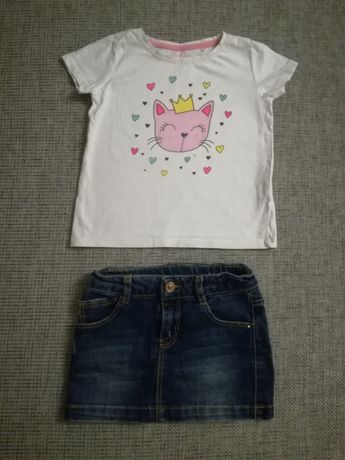 Zestaw ubranek spódnica i t-shirt, koszulka roz 104