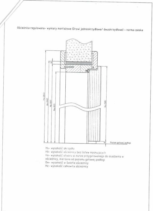 Ościeżnica regulowana sęczna prosta 60L 240-260mm Wyprzedaż