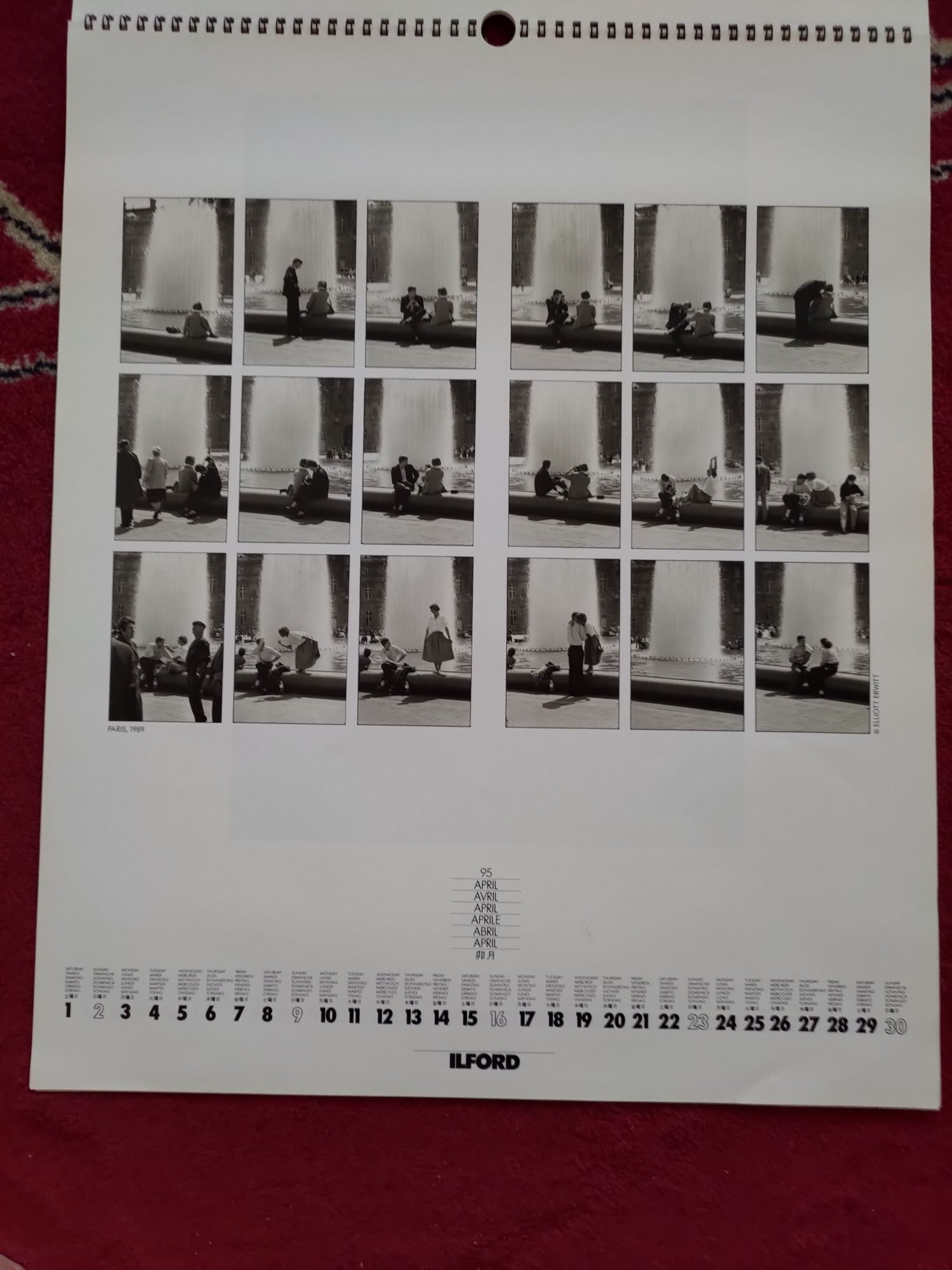 Calendário de parede Ilford 1995