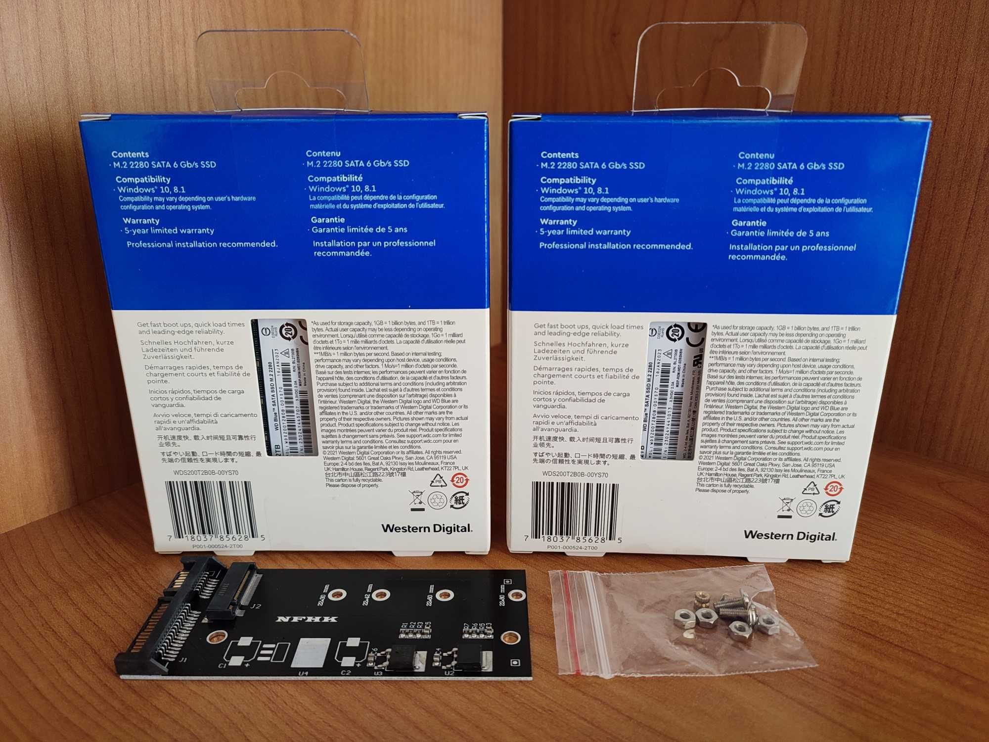 Dwa dyski WD Blue SATA SSD 2TB. M.2 SATA. Nowe. +GRATISY