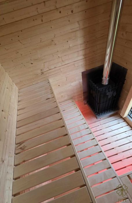 Sauna ogrodowa beczka QUADRO z piecem i oświetleniem