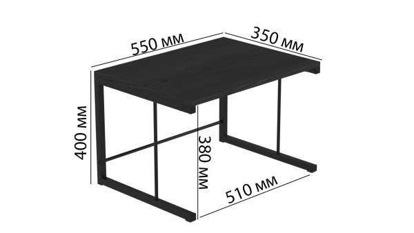 Підставка для мікрохвильової печі 400x550x350 Чорний метал ДСП Сосна