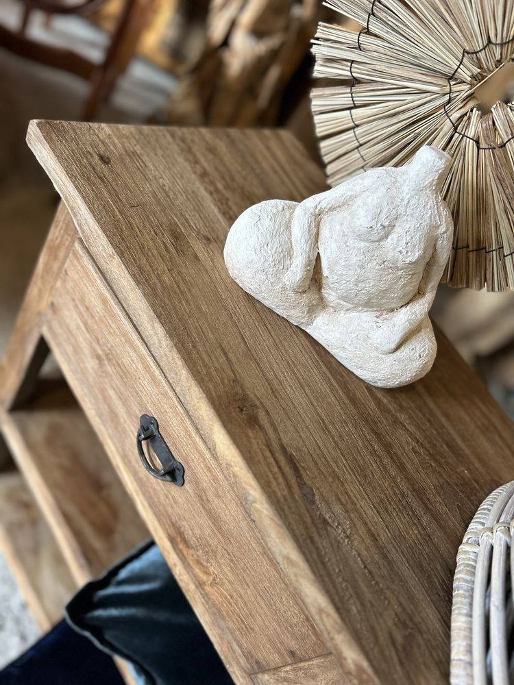 drewniana konsola TEAK lite drewno rustykalna szafka FARMHOUSE boho