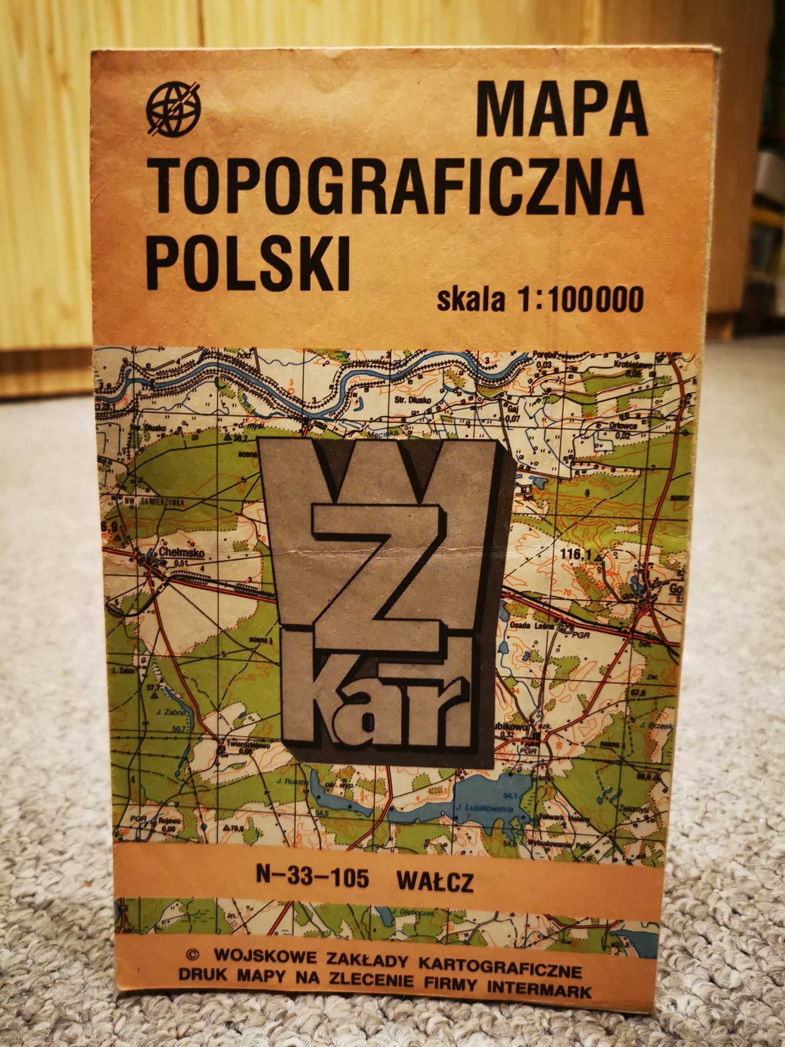 Mapa topograficzna Polski WAŁCZ 1:100000 WZKart