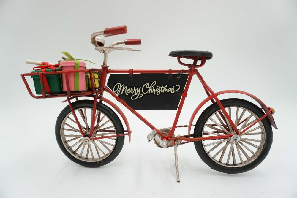 METALOWY model rower merry christmas-dekoracja świąteczna prezent