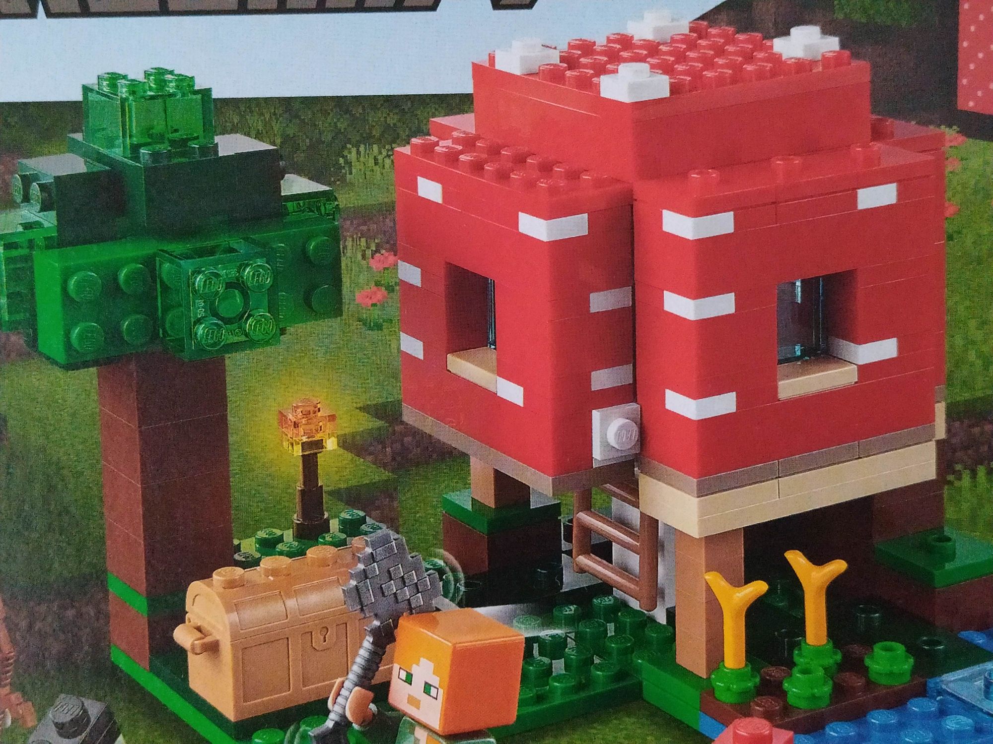 2 Zestawy Lego Minecraft   Domek w grzybie i Stajnia