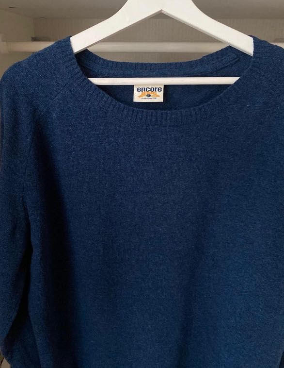 Encore Sweden Męski granatowy sweter wool lambswool wełna jagnięca