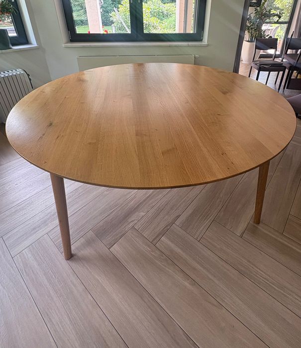 Stół dębowy okrągły duży 180 cm z Manufaktury Drewna