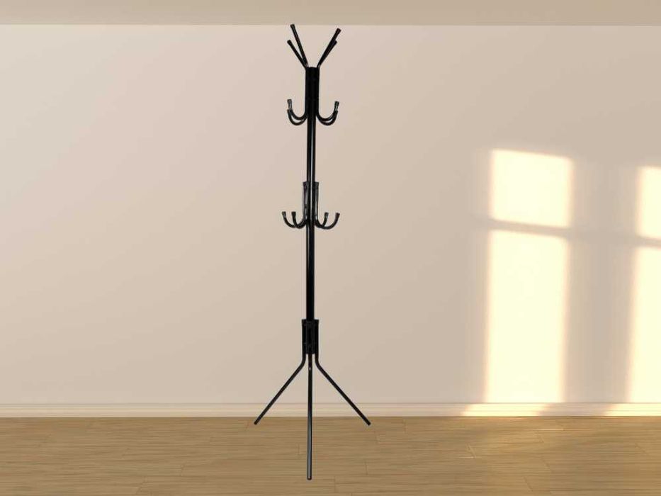 Wieszak Stojak Podłogowy na Odzież Ubrania Stojący Loft Czarny 173cm