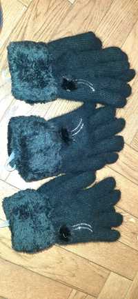 Nowe ciepłe eleganckie damskie rękawiczki czarne one size