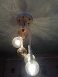Zyrandol kaskadowy Lampa szklane klosze kule PRL design unikat loft