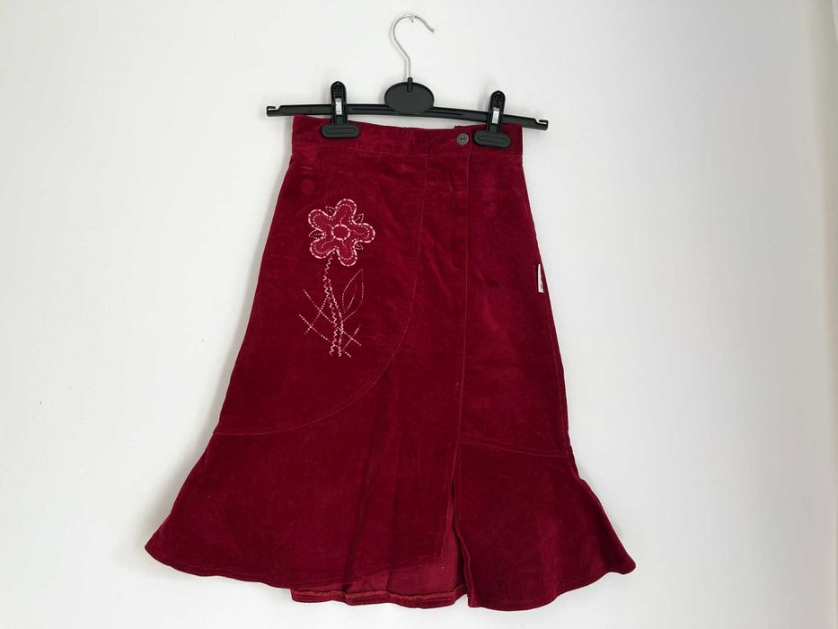 Bordowa spódnica sztruksowa midi retro vintage 146 cm