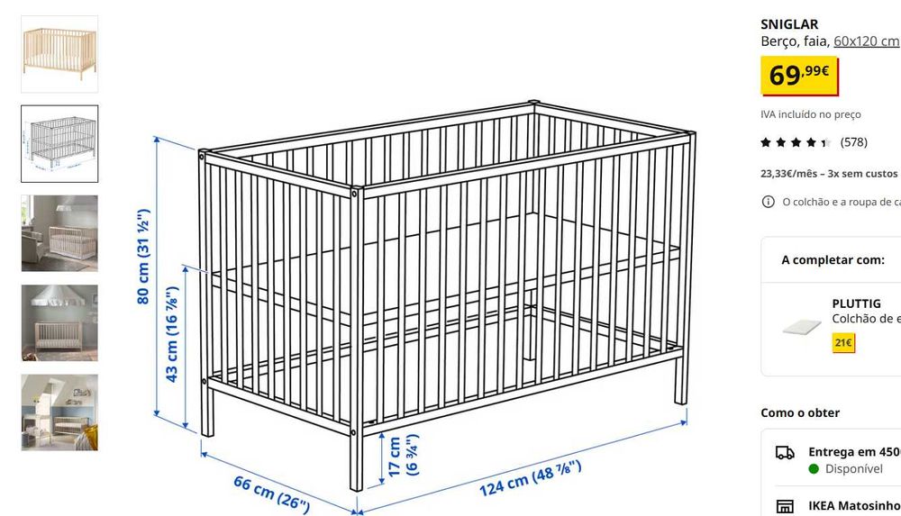berço / cama grades + colchão